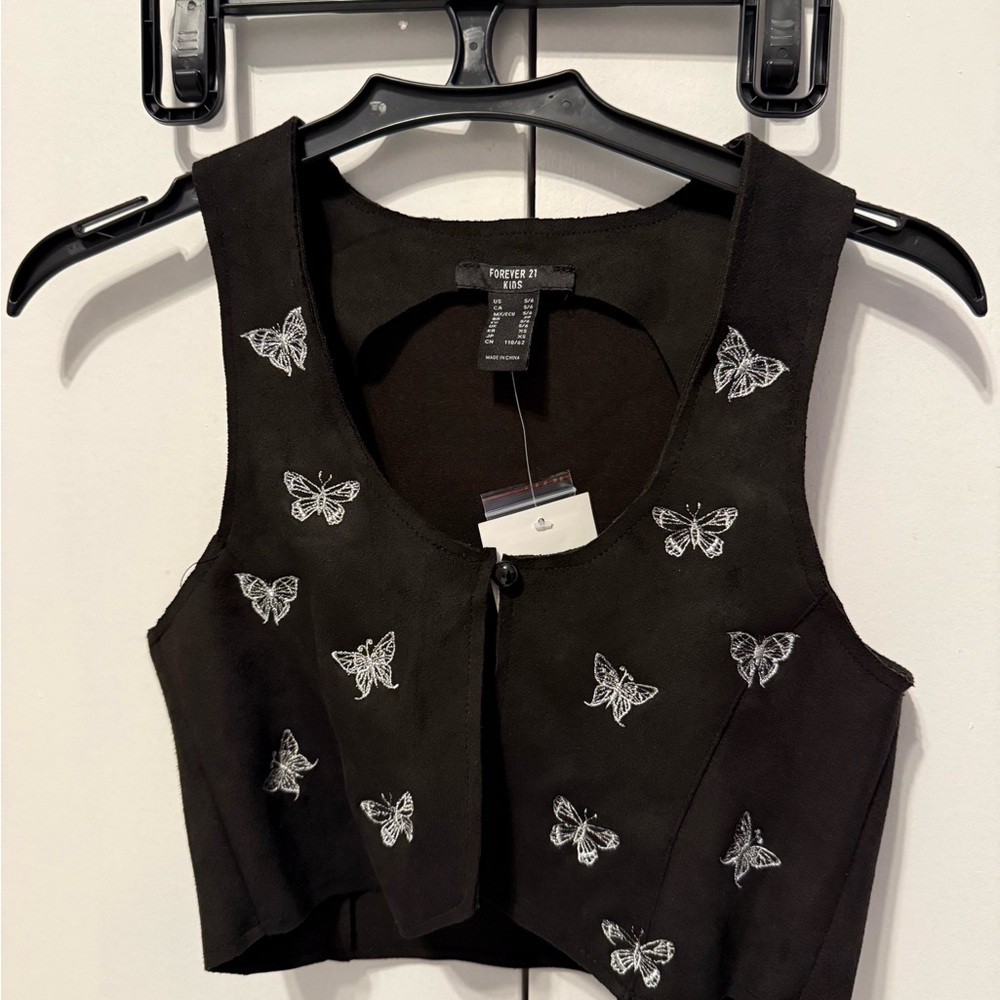 Forever 21 Black Embellished Crop Tank Top